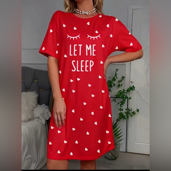 Red Heart Print Sleep Shirt - Picture 5 of 5